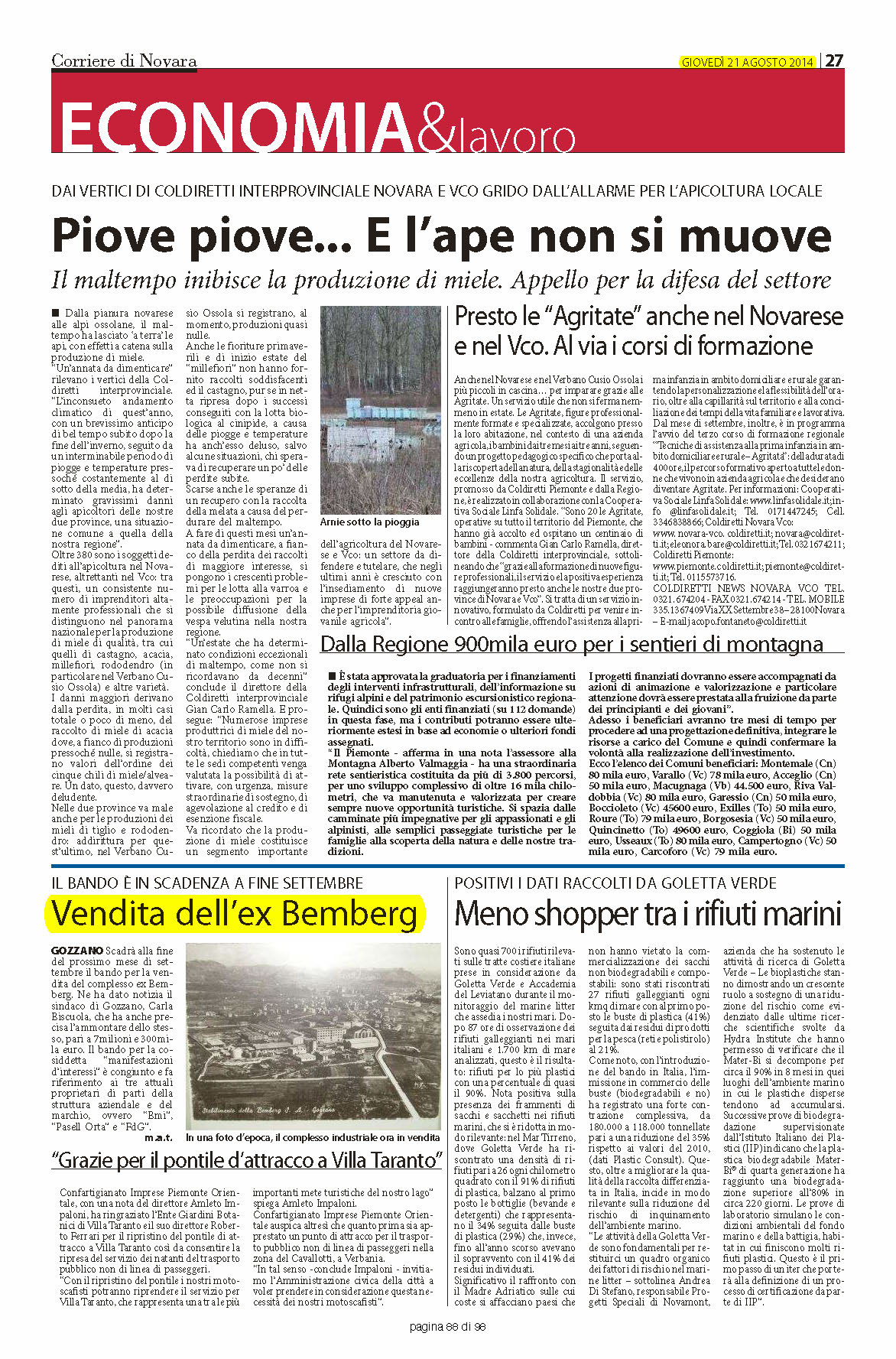 CORRIERE DI NOVARA del 21.08.2014