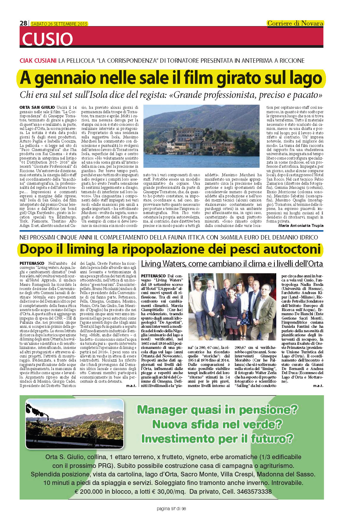 CORRIERE DI NOVARA del 26.09.2015