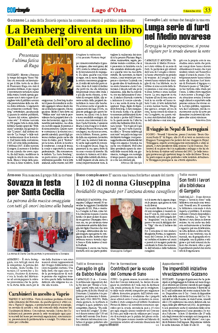 ECORISVEGLIO del 05.12.2012