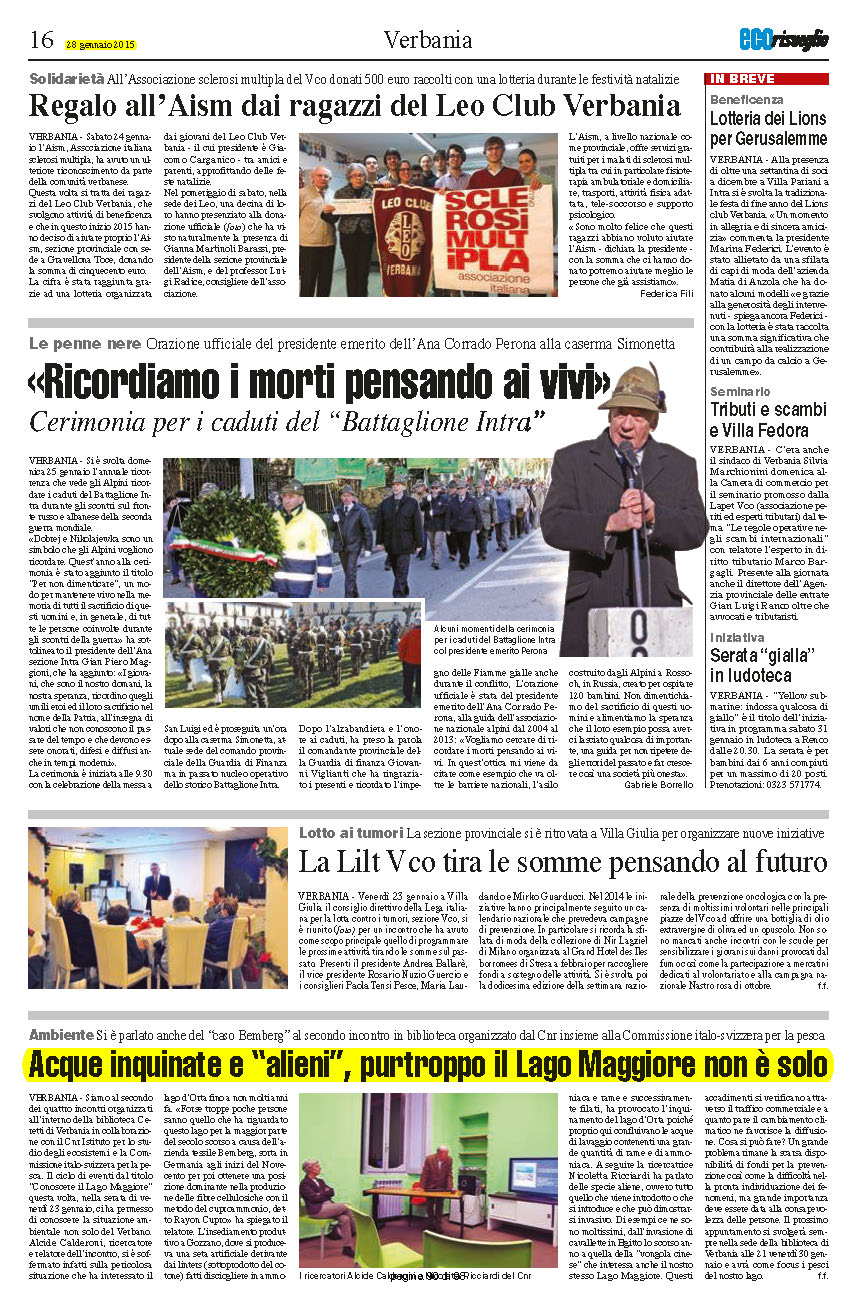 ECORISVEGLIO del 28.01.2015