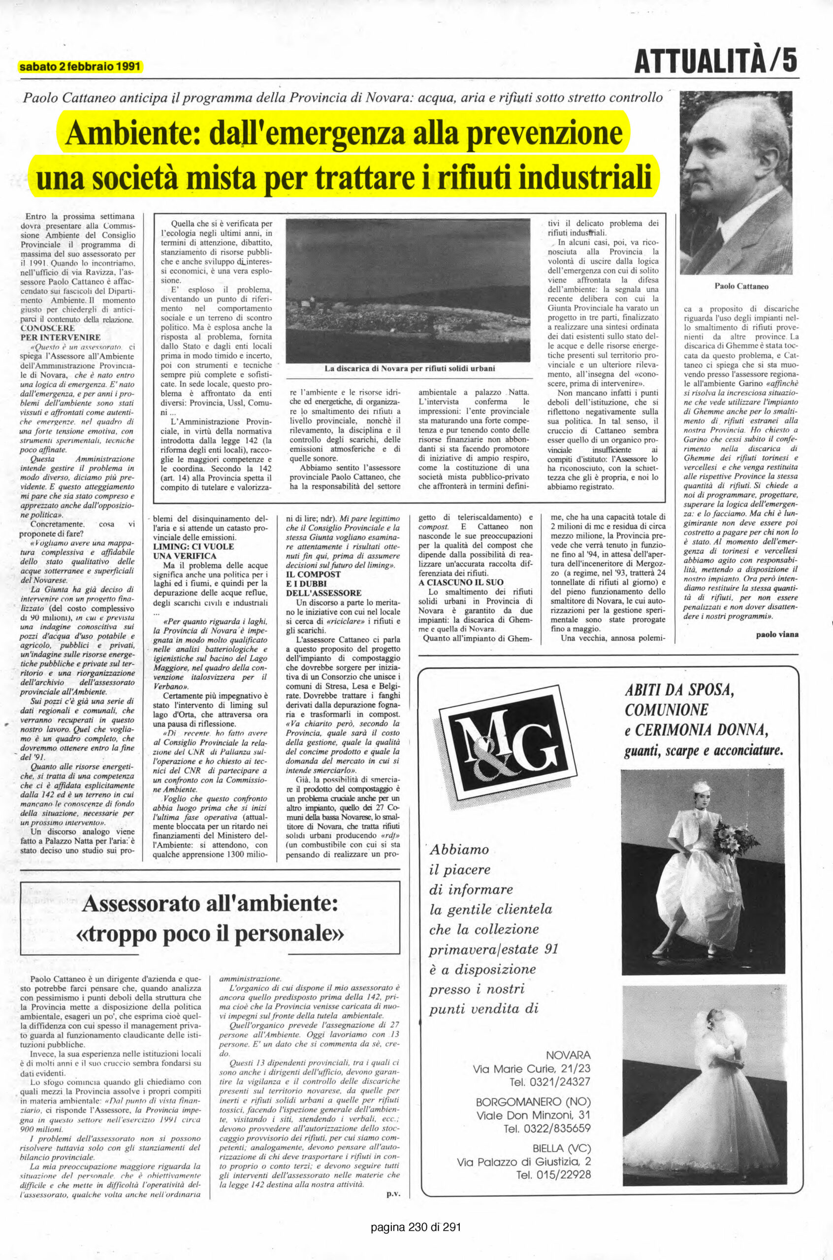 IL VERBANO del 02.02.1991