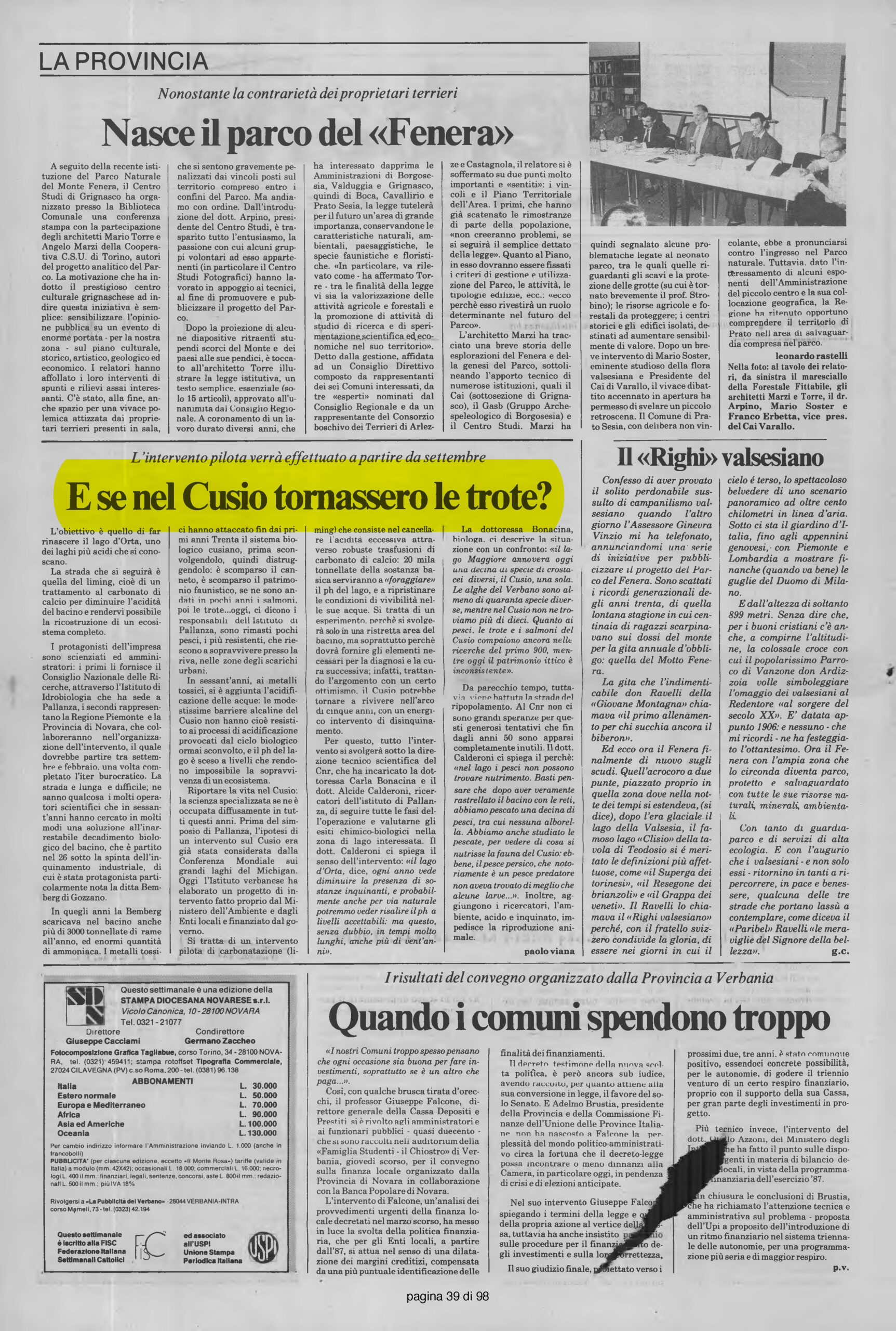 IL VERBANO del 02.05.1987