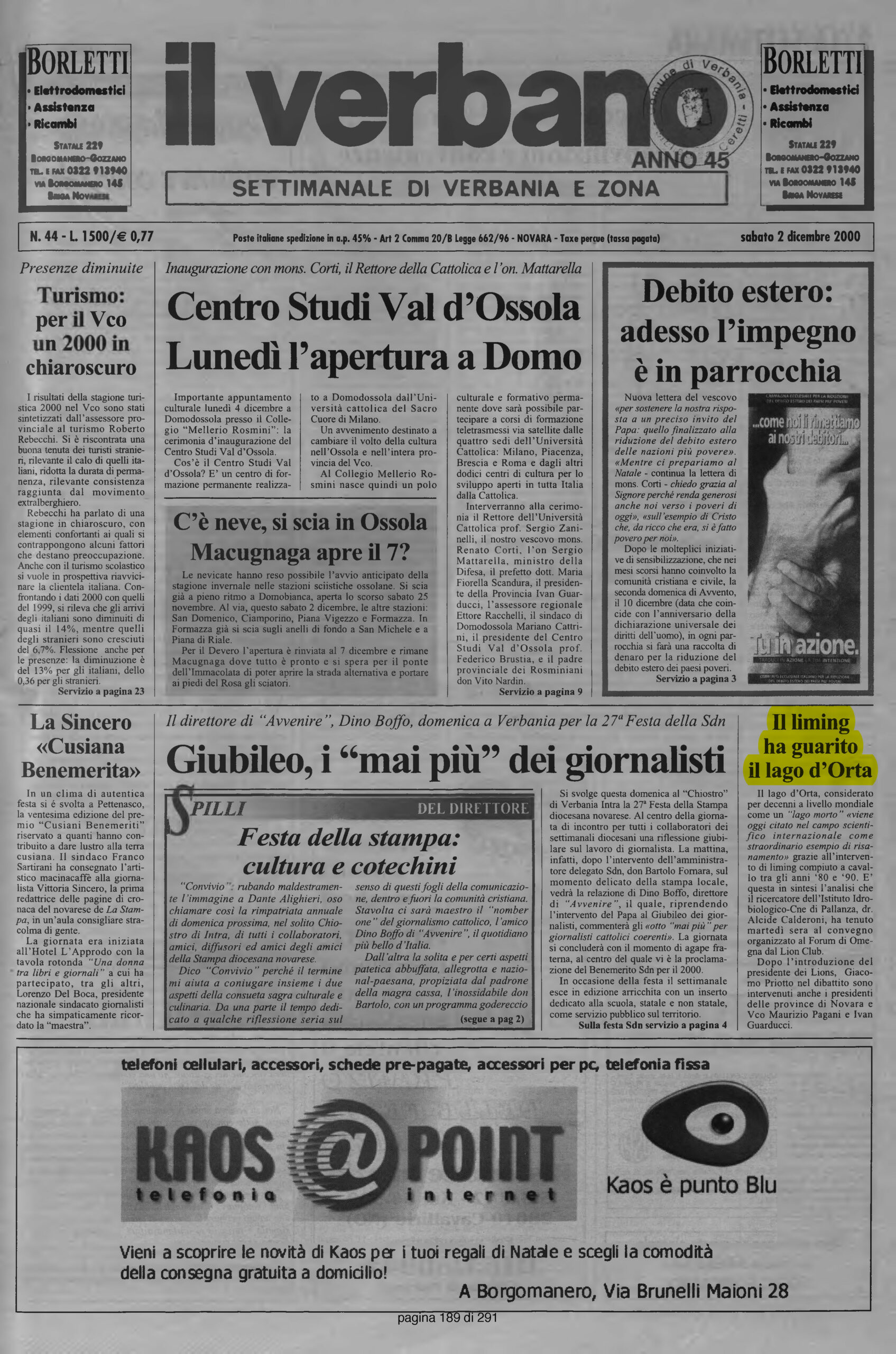 IL VERBANO del 02.12.2000