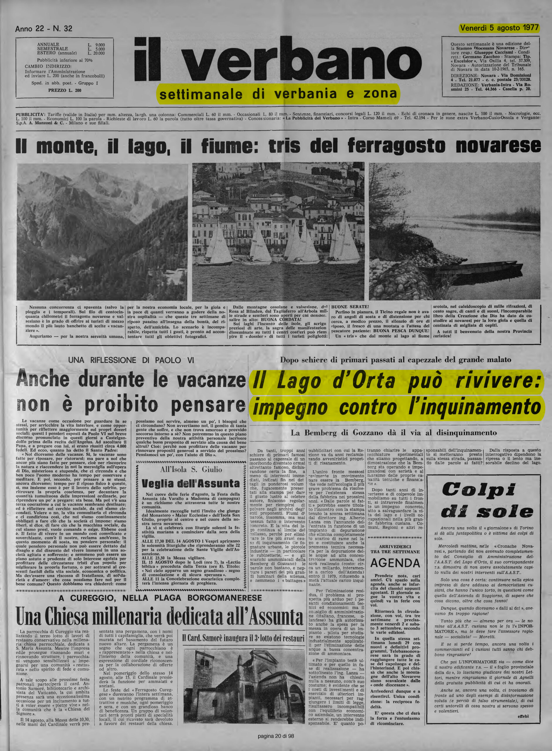 IL VERBANO del 05.08.1977