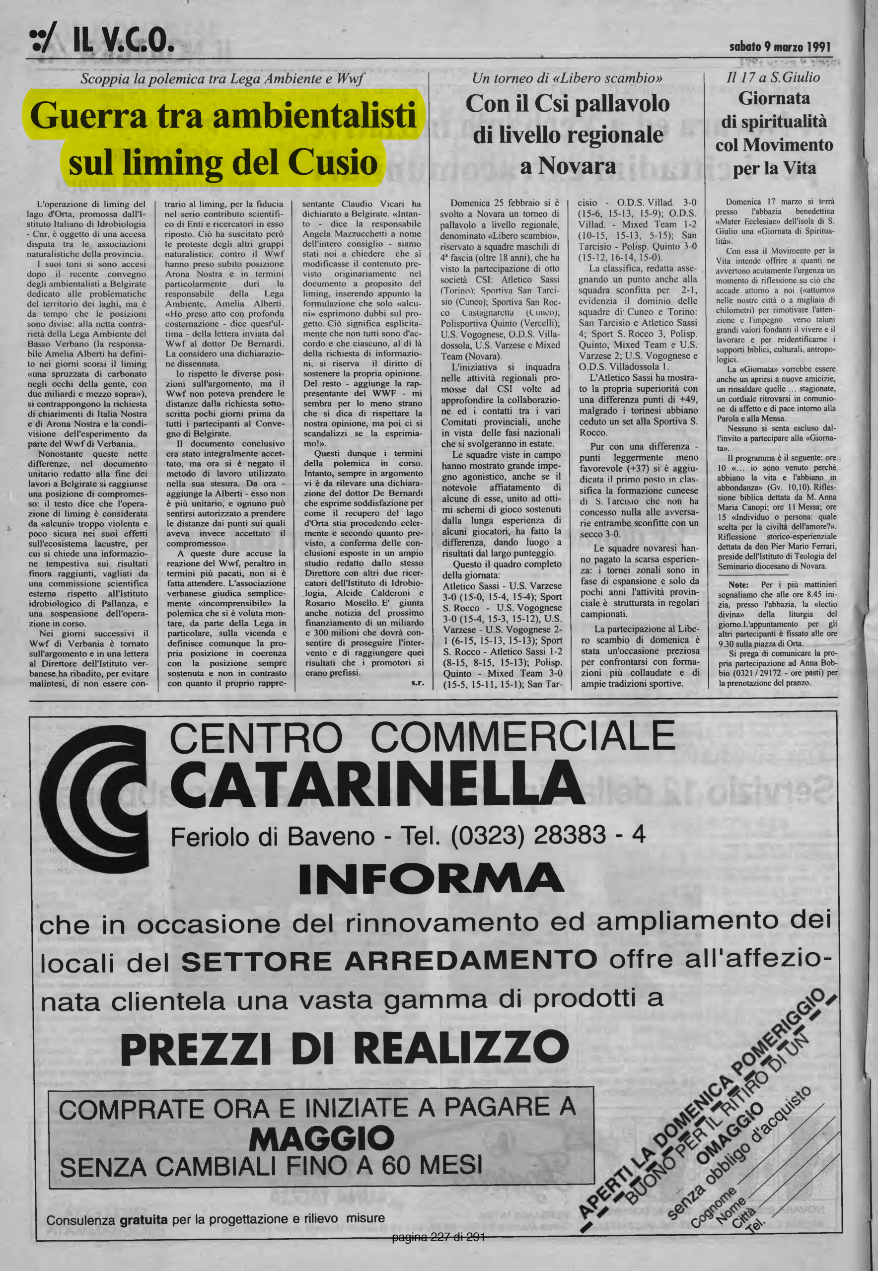 IL VERBANO del 09.03.1991