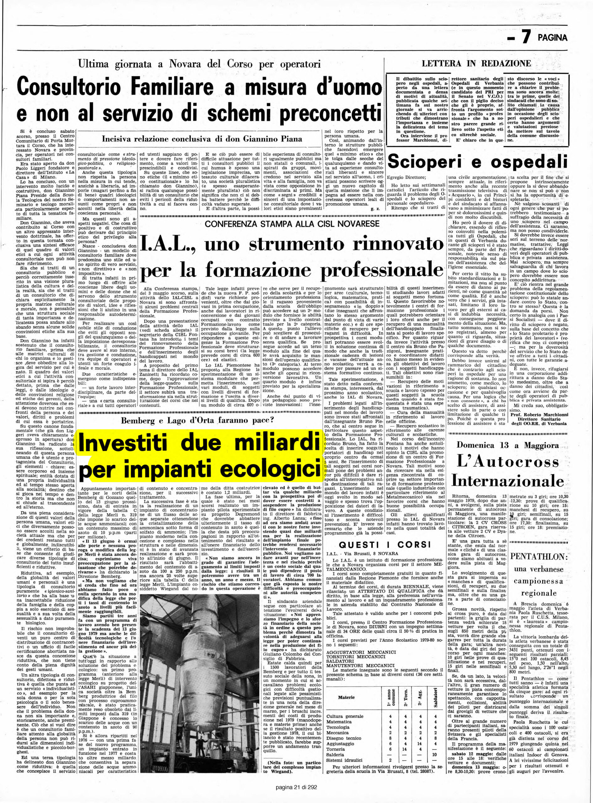 IL VERBANO del 11.05.1979