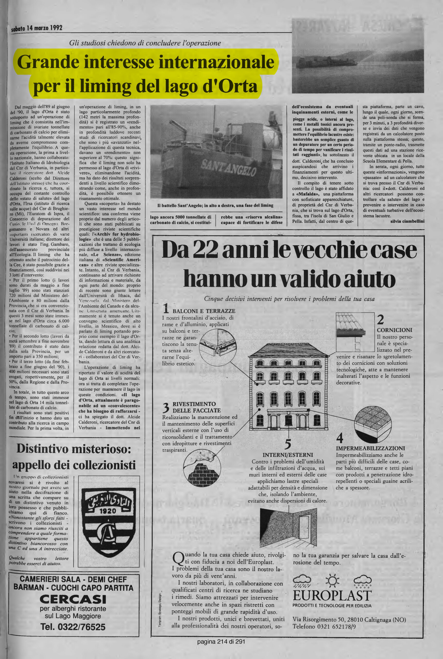 IL VERBANO del 14.03.1992