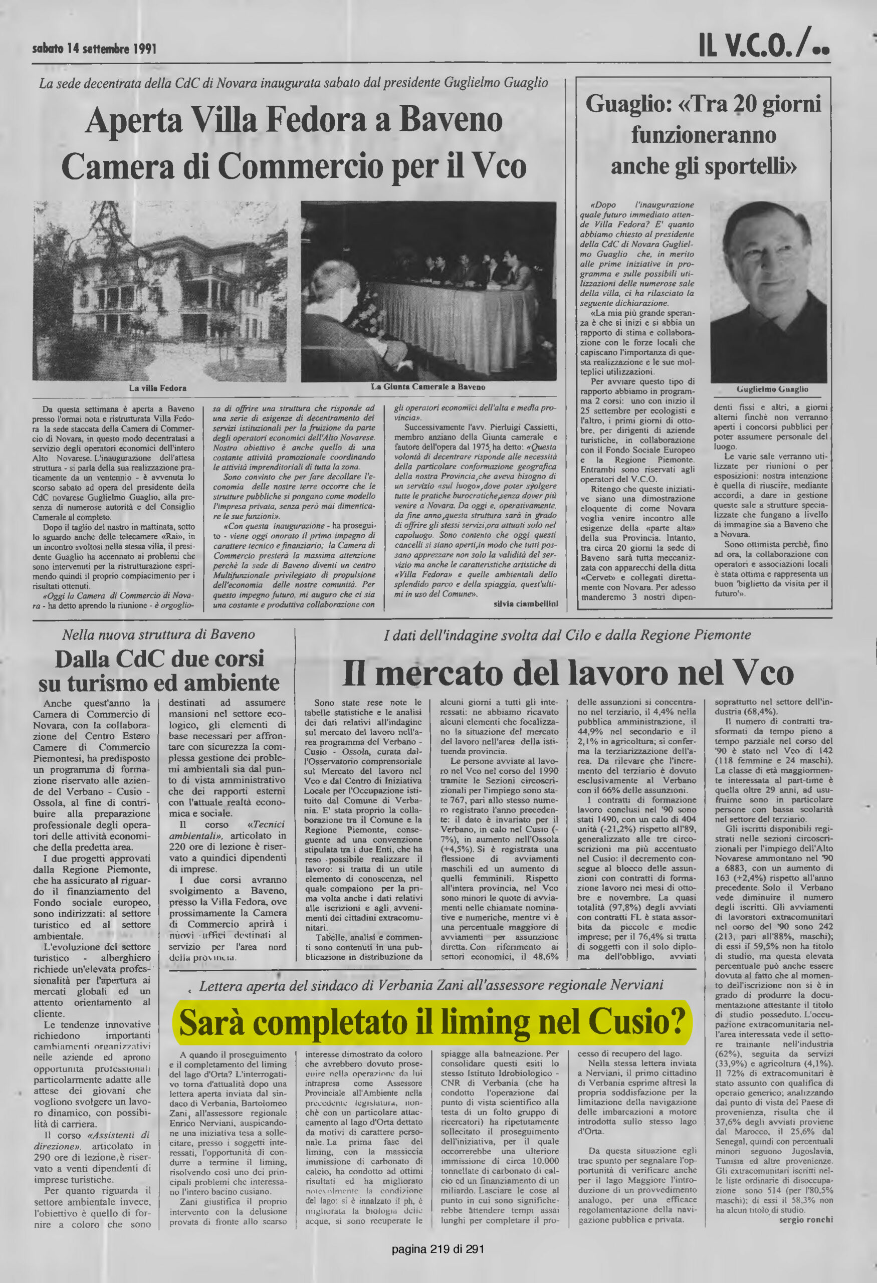 IL VERBANO del 14.09.1991