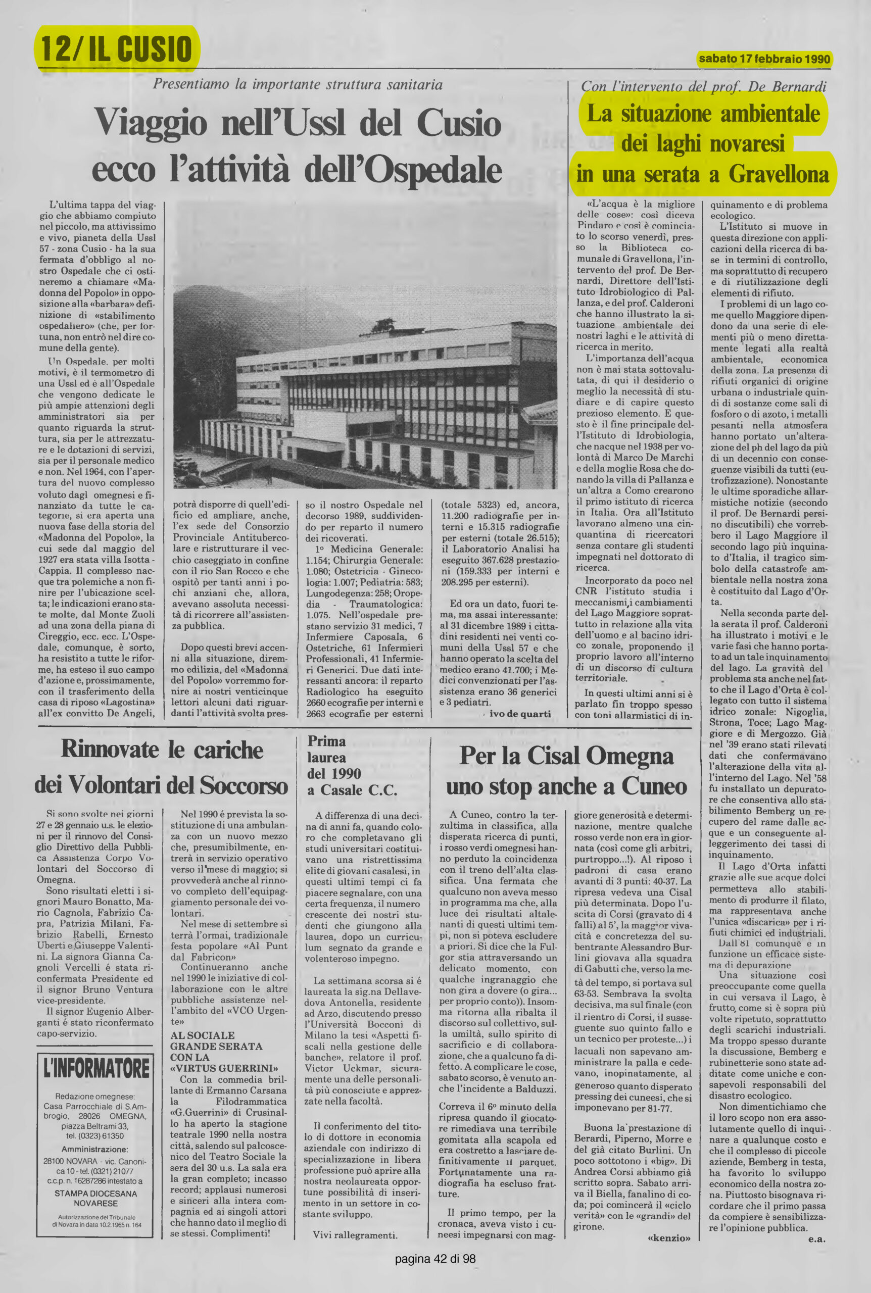 IL VERBANO del 17.02.1990