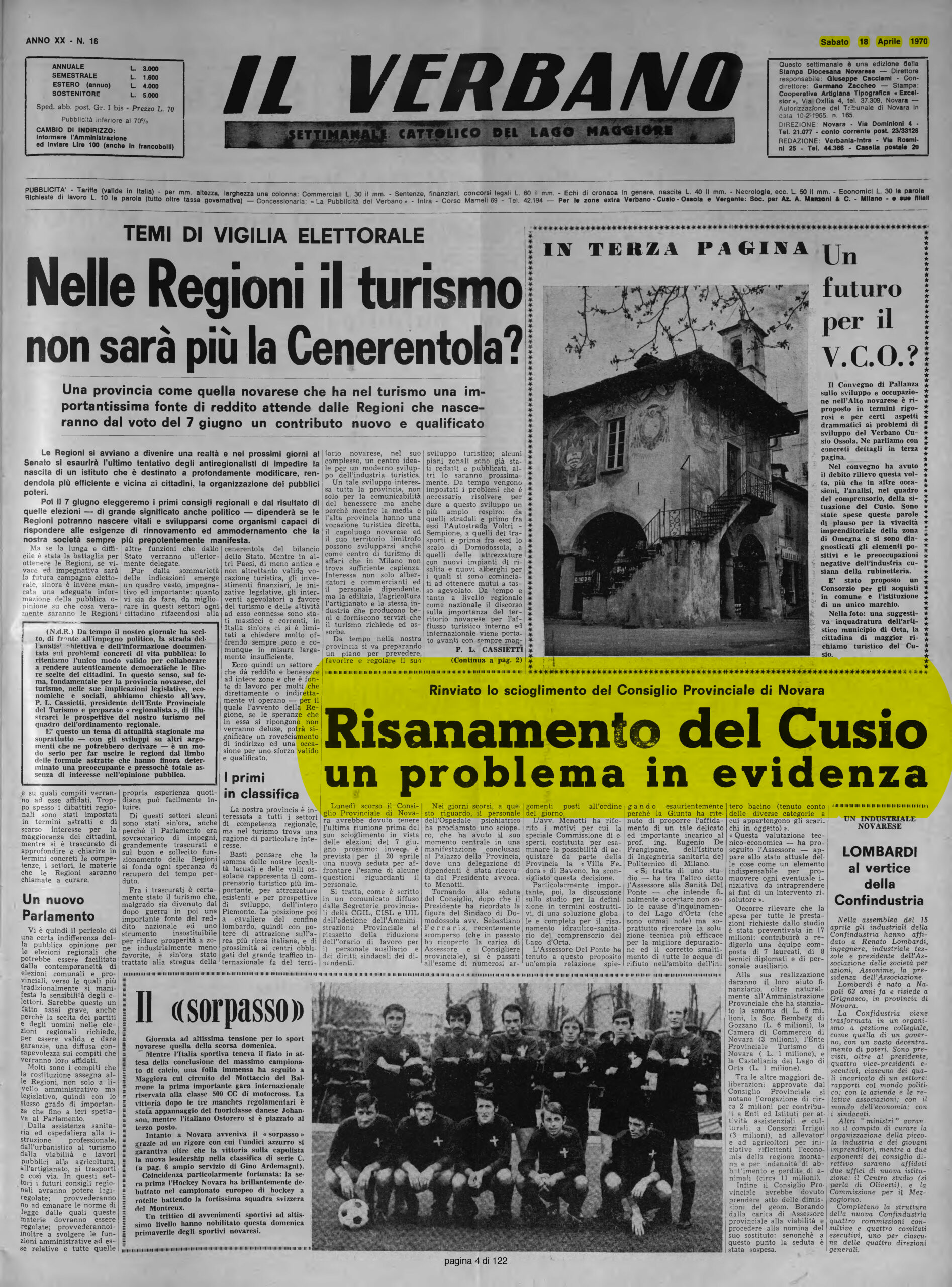 IL VERBANO del 18.04.1970