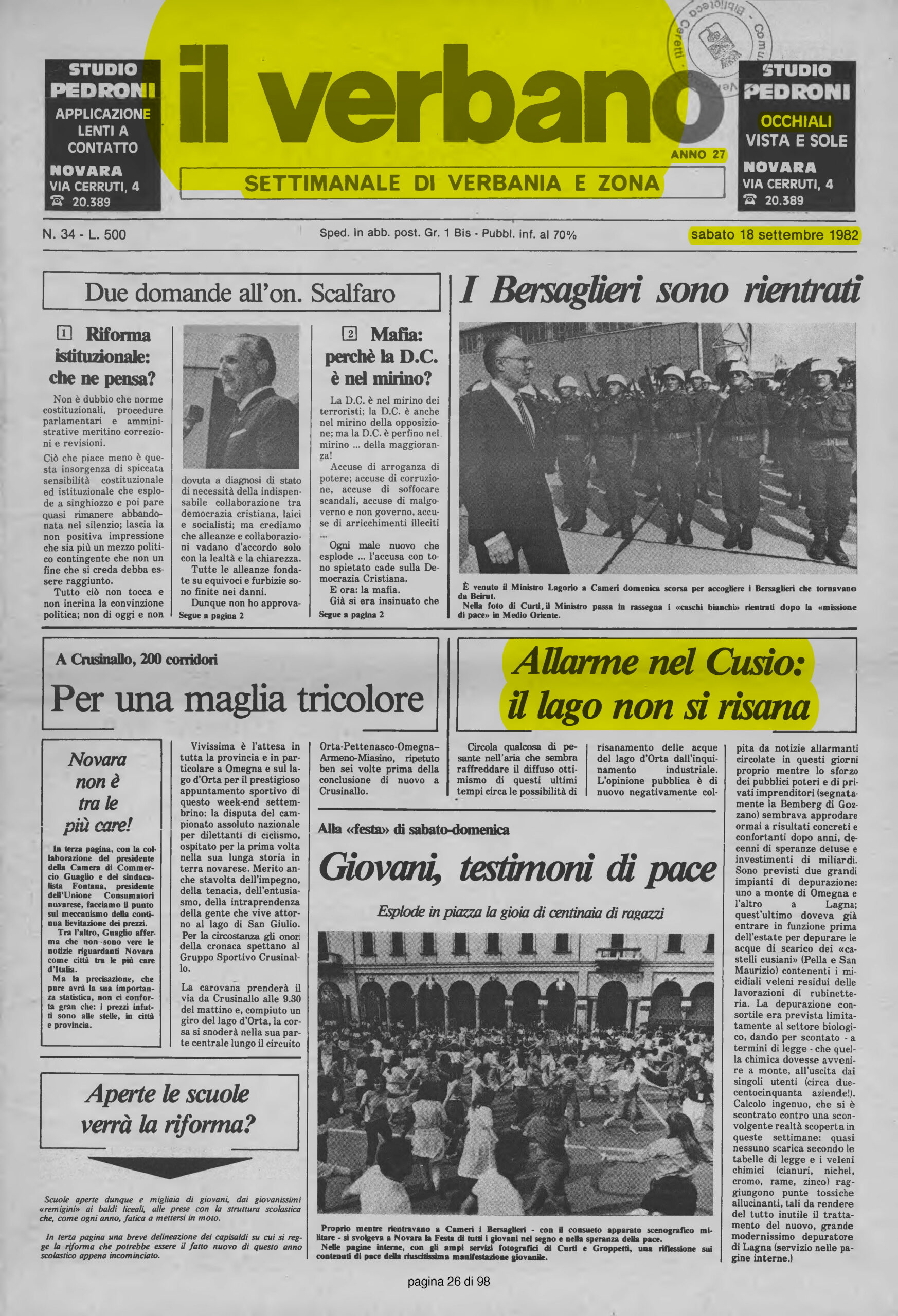 IL VERBANO del 18.09.1982