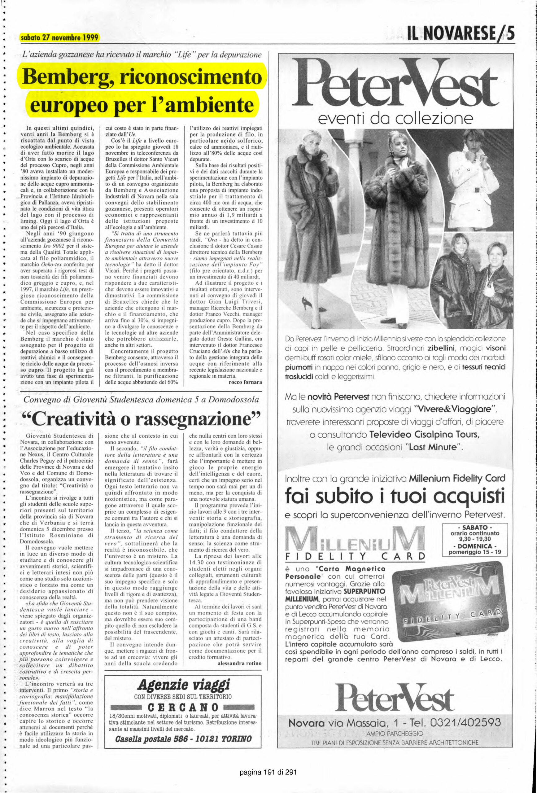 IL VERBANO del 27.11.1999