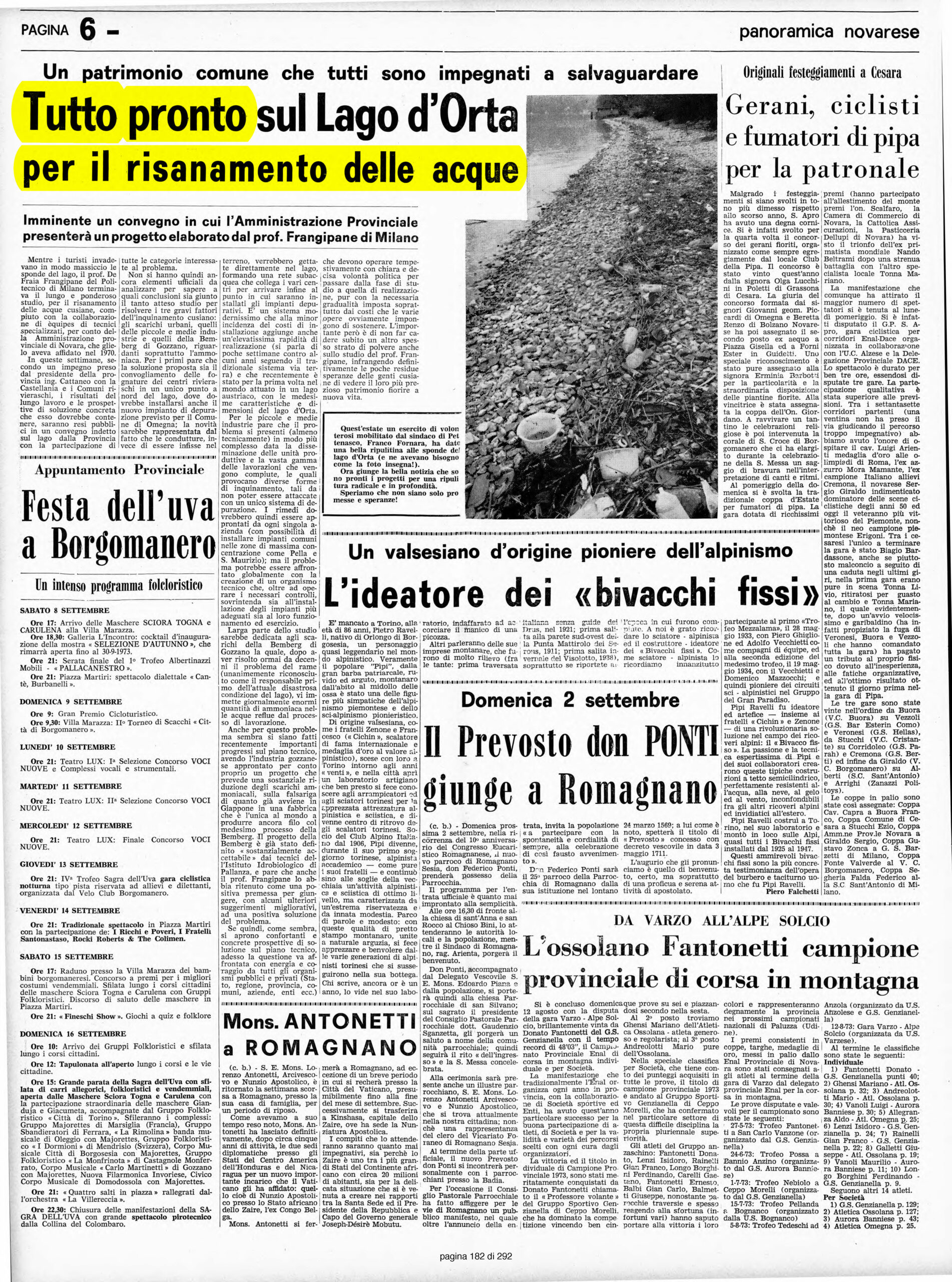 IL VERBANO del 31.08.1973