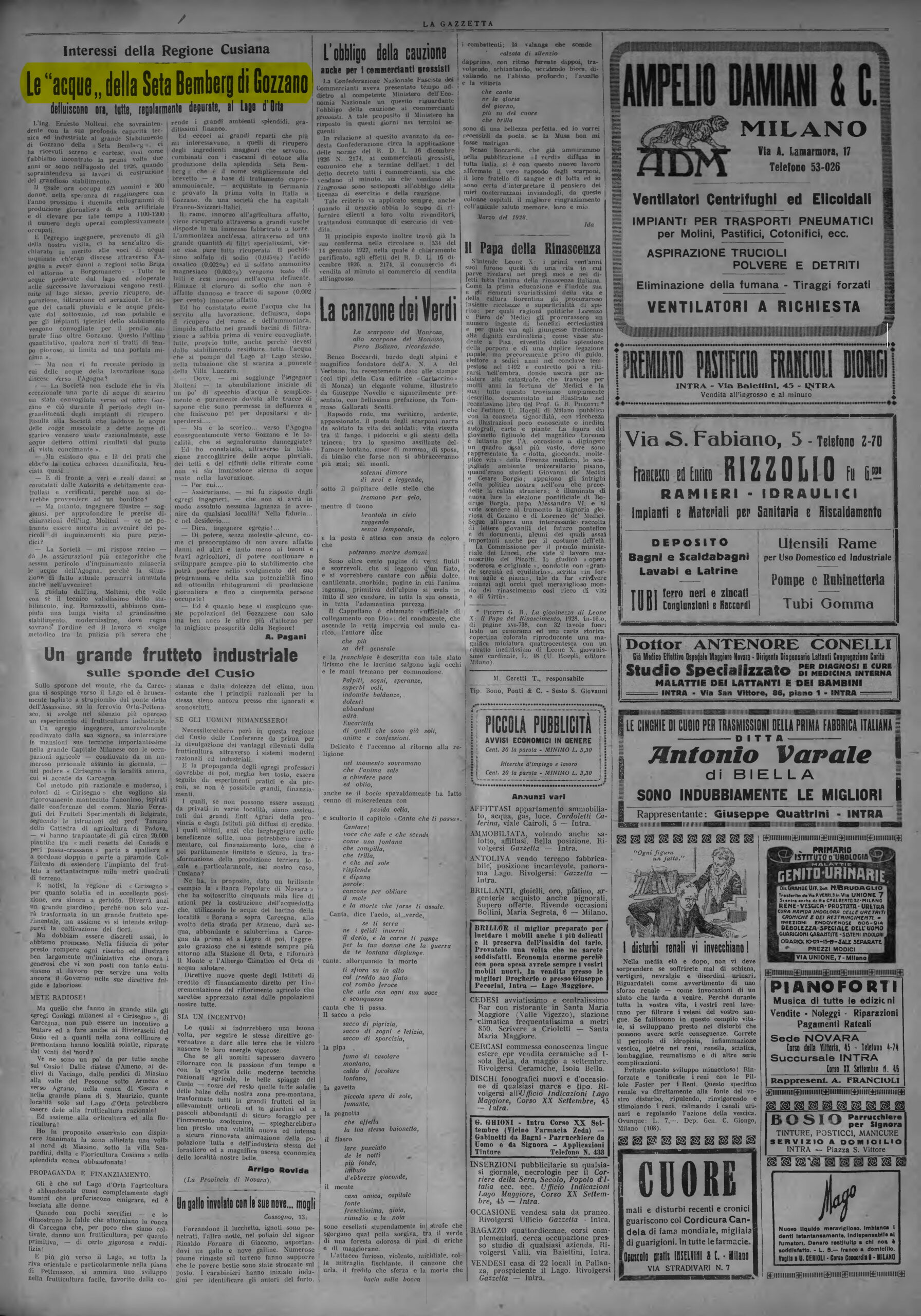 LA GAZZETTA del 18.04.1928