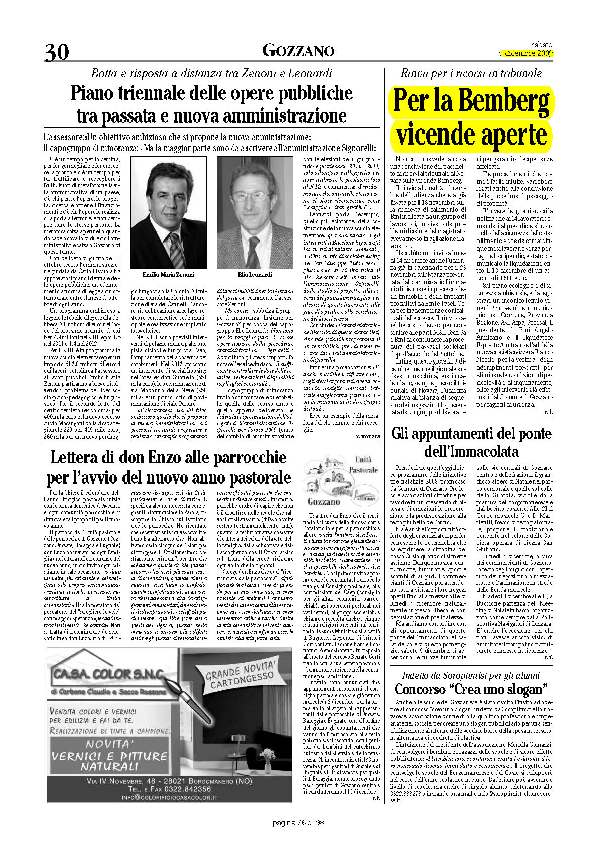 L'AZIONE del 05.12.2009