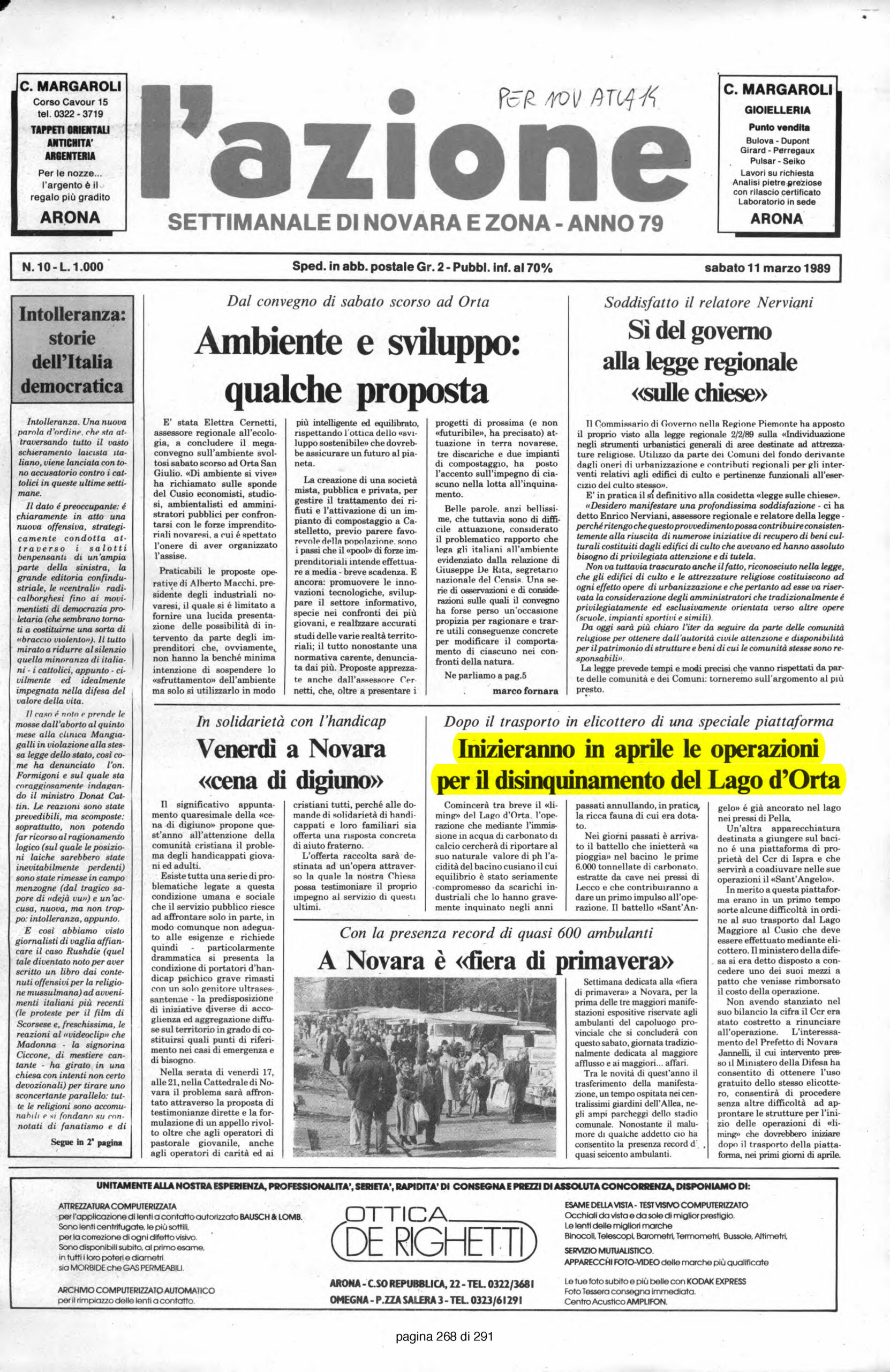 L'AZIONE del 11.03.1989