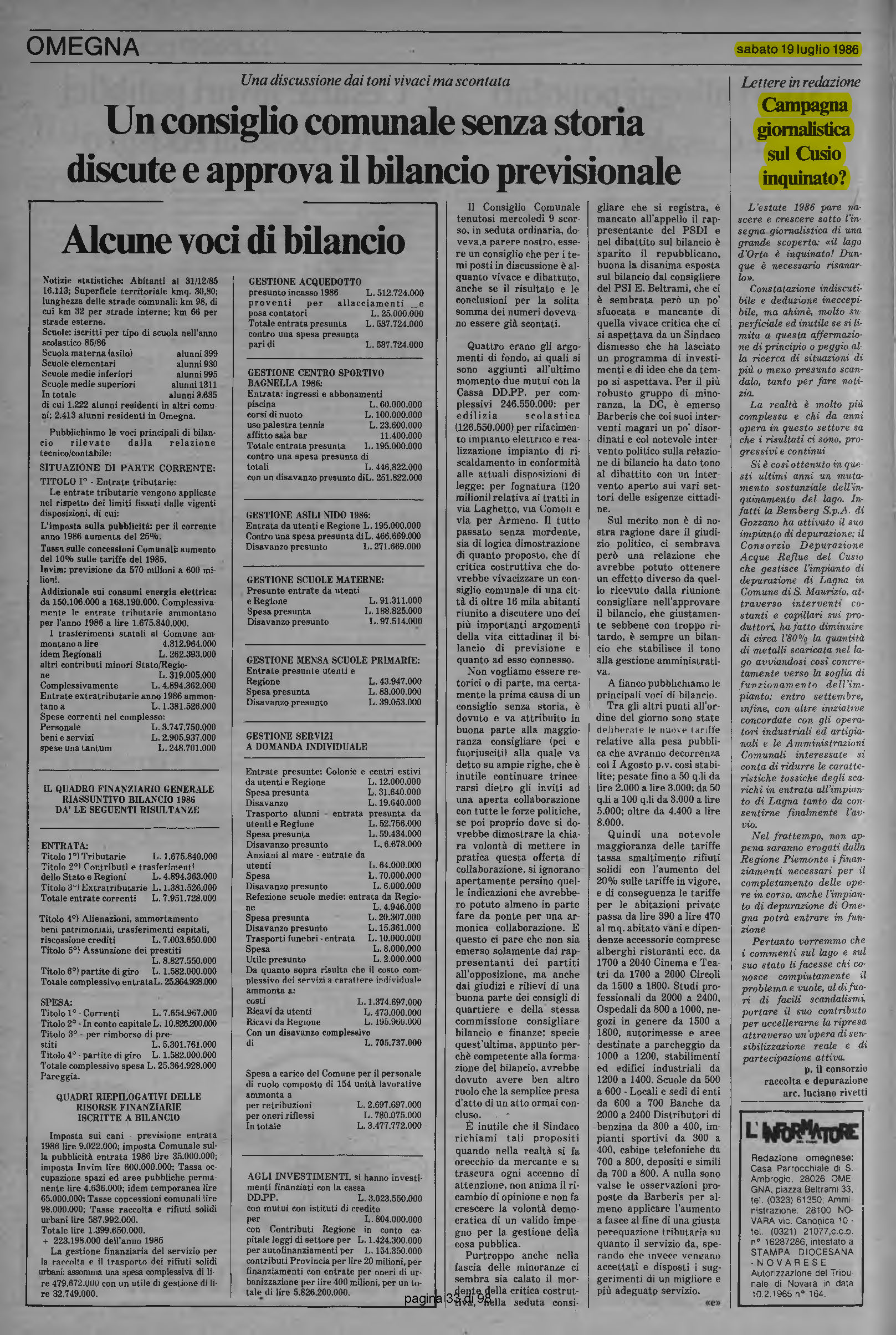 L'AZIONE del 19.07.1986