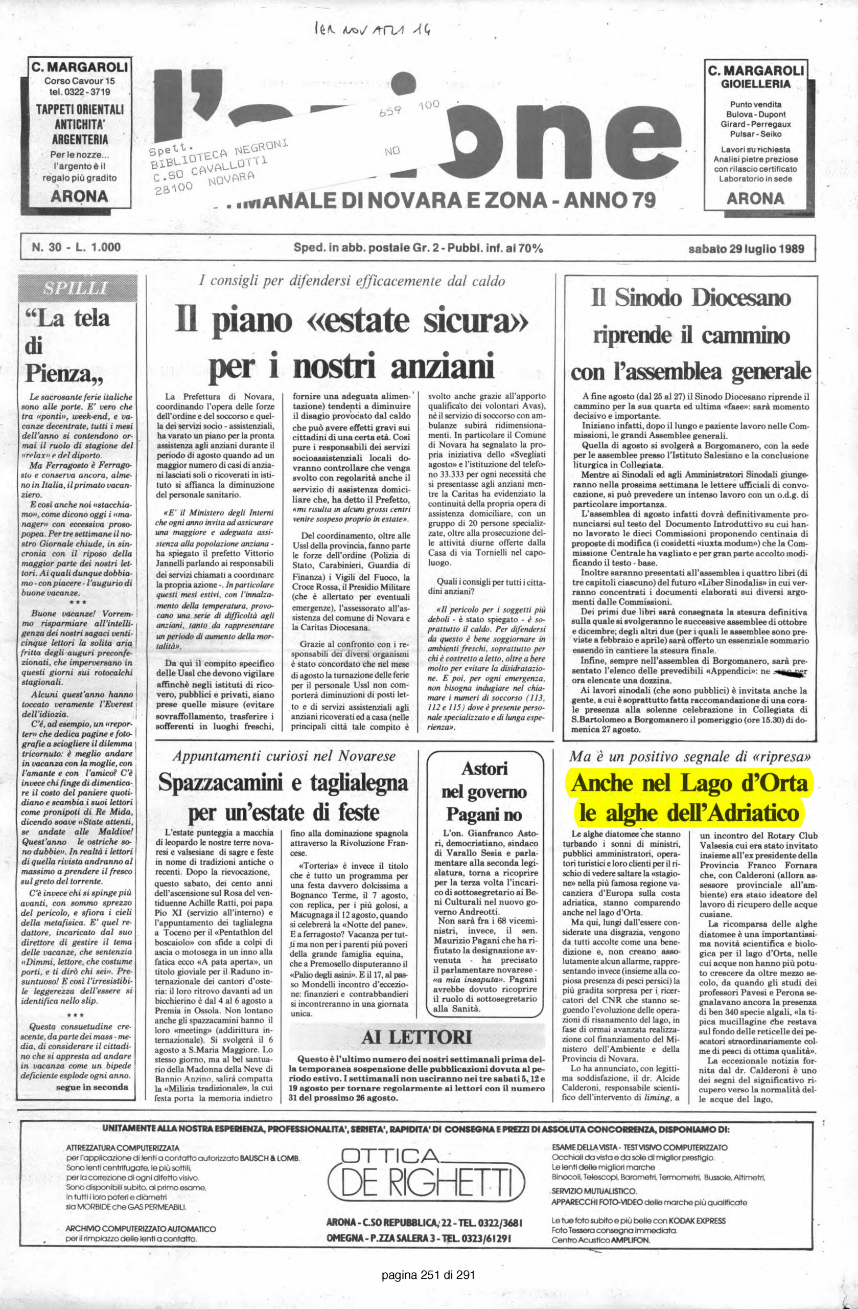 L’AZIONE del 29.07.1989